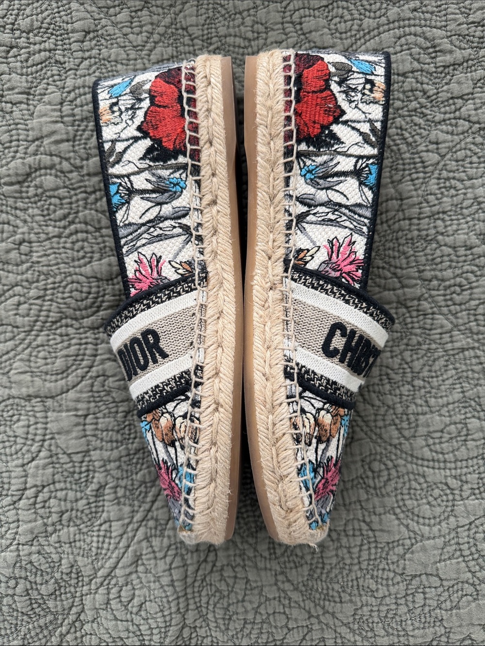 Dior Women's Floral Embroidered Espadrilles in Multicolor Size 39 / 9 US - Picture 2 of 8